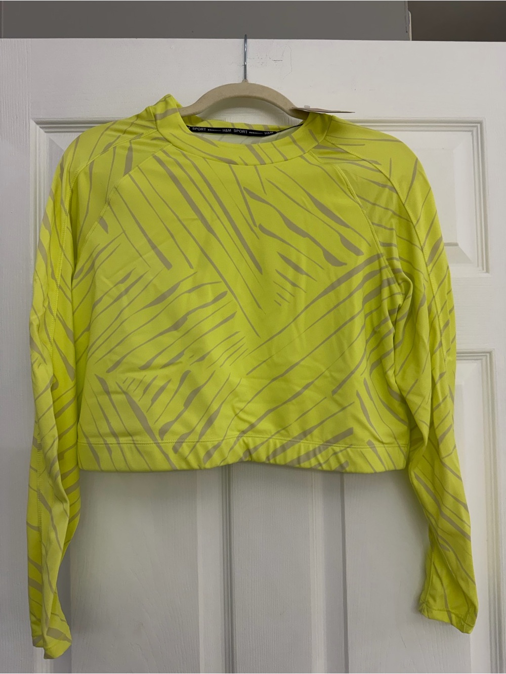 Women’s Neon Yellow Cropped Long-Sleeve Top